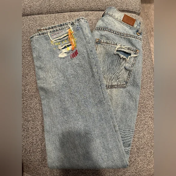 BDG Light Blue Embroidered Women Jeans - Picture 3 of 5